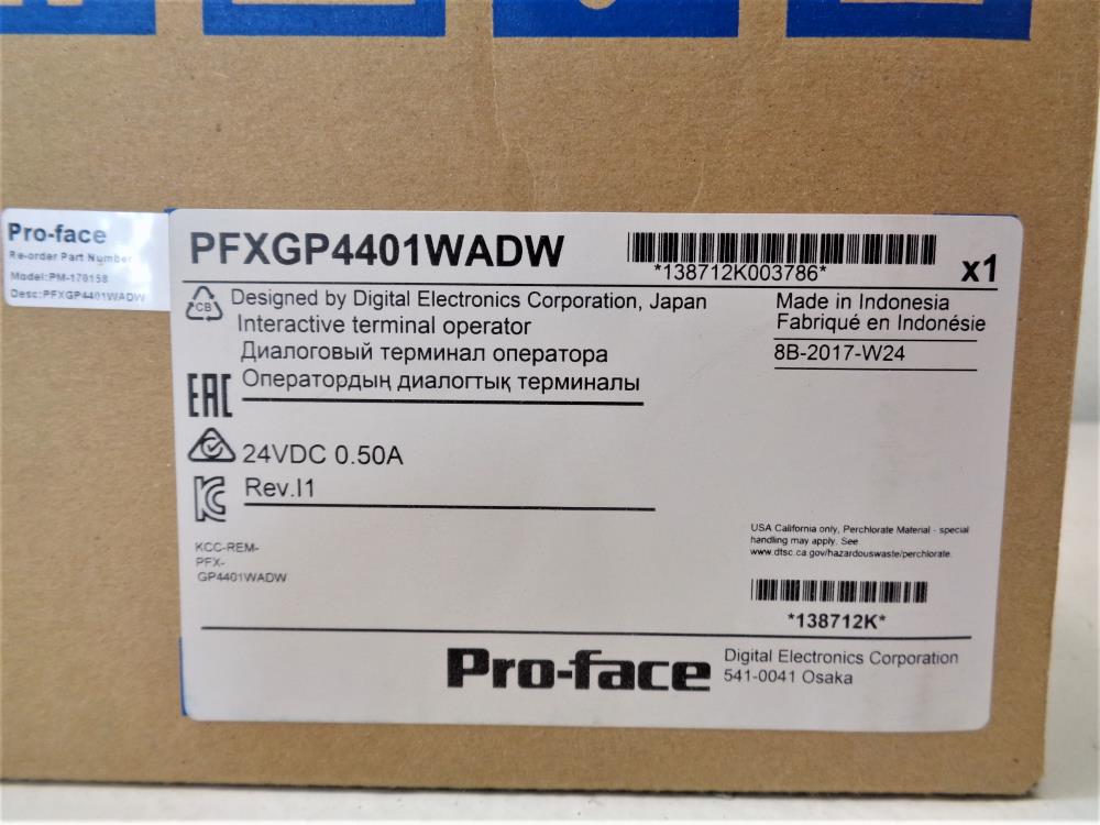 Pro-Face 7.0" Interactive Touch Screen Operator Interface PFXGP4401WADW